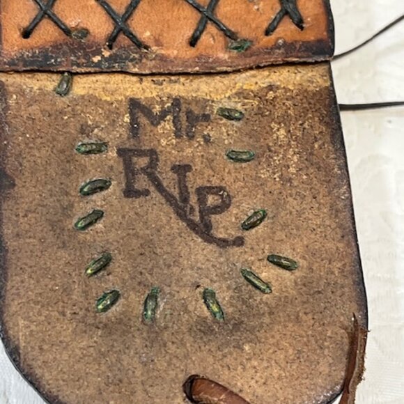 VTG '74 Handmade Brown Leather Tool/Knife Holder for Belt Rugged 6.5" Long - Picture 10 of 16